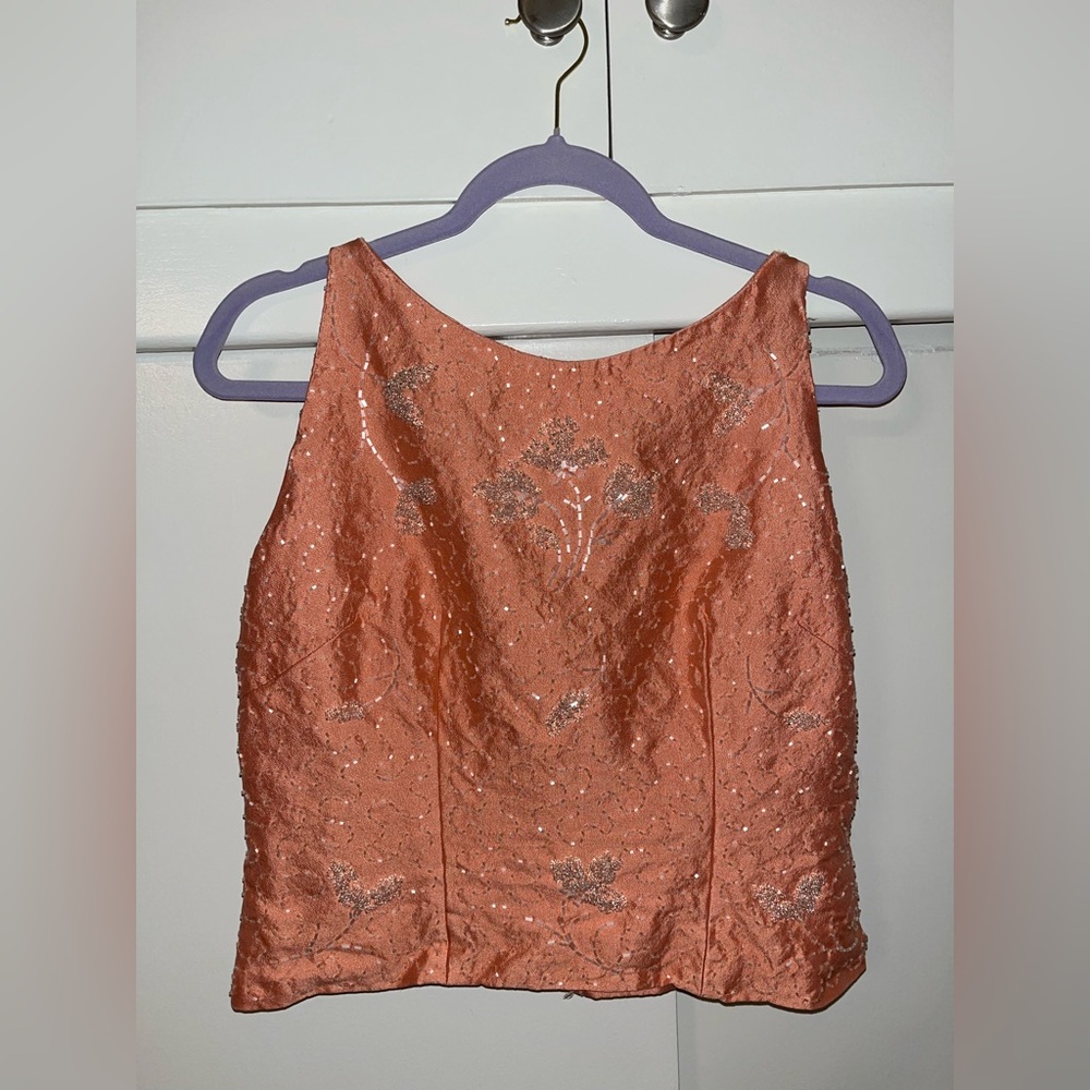 Coral Floral Embroidered Top
